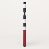 Coques Case-Mate iPhone Bleu large Marine Rayures horizontales Nom rouge F (Dos/Droite)