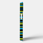 Coques Case-Mate iPhone Bleu Lime Vert Stripes Motif Monogramme (Verso / Droite)
