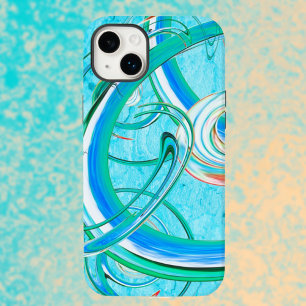 Coque Pour iPhone 14 Plus Bleu lumineux Tourbillonnant Abstrait Motif fracta