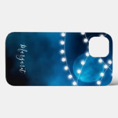 Coques Case-Mate iPhone Bleu Lune nuit lumière cordes nom monogramme (Verso (horizontal))