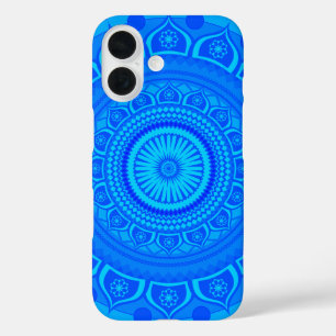 Coques iPhone 16 Bleu mandala indien
