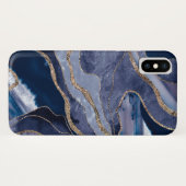 Coques Case-Mate iPhone Bleu Marbre Agate Or Parties scintillant Glam #1  (Dos (Horizontal))