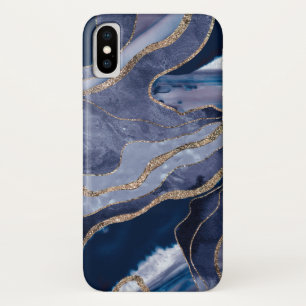 Case-Mate iPhone Case Bleu Marbre Agate Or Parties scintillant Glam #1 