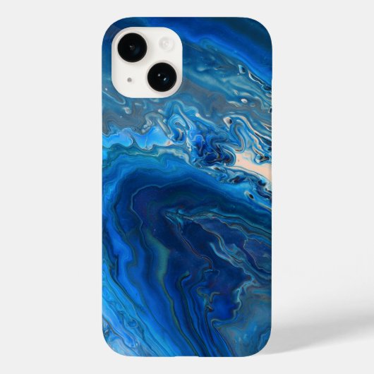 Coques Case-Mate iPhone Bleu Marbre Agate Texture Fluide Art (Verso)