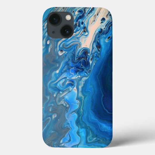 Coques Case-Mate iPhone Bleu Marbre Agate Texture Fluide Art (Verso)