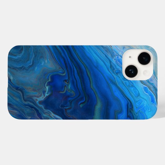 Coques Case-Mate iPhone Bleu Marbre Agate Texture Fluide Art (Verso (horizontal))