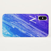 Coques Case-Mate iPhone Bleu Marbre poli Pierre Imitation & Monogramme (Dos (Horizontal))