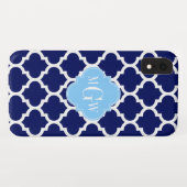 Coques Case-Mate iPhone Bleu Marine Blanc Marocain #5 Bleu Ciel Monogramme (Dos (Horizontal))
