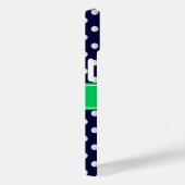 Coques Case-Mate iPhone Bleu Marine Points Blancs Vert Emeraude Monogramme (Verso / Droite)