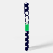 Coques Case-Mate iPhone Bleu Marine Points Blancs Vert Emeraude Monogramme (Verso / Gauche)