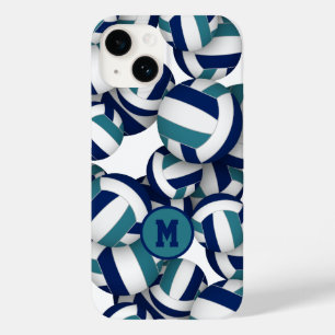 Coque Pour iPhone 14 bleu marine turquoise filles volleyballs motif