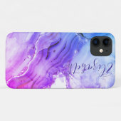 Coques Case-Mate iPhone Bleu mauve en granit de marbre simulé (Dos (Horizontal))