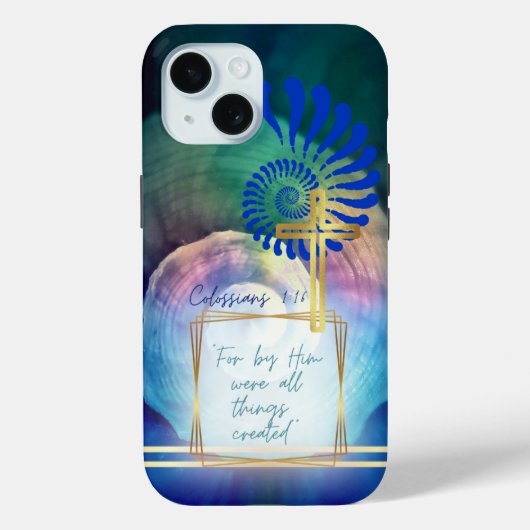 Coques Case-Mate iPhone Bleu Mauve Vert Chic Croix Nautilus Or (Verso)