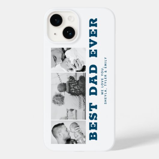 Coques Case-Mate iPhone Bleu Meilleur papa Jamais Père's Day 3 Photo Colla (Verso)
