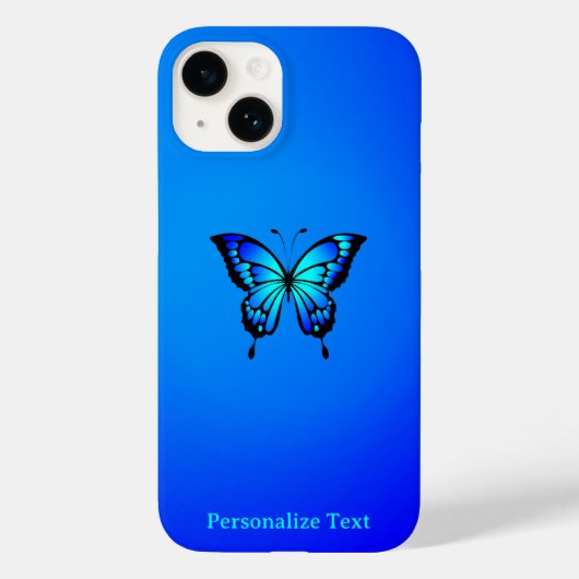 Coques Case-Mate iPhone Bleu minimal sur papillon bleu (Verso)