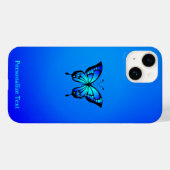 Coques Case-Mate iPhone Bleu minimal sur papillon bleu (Verso (horizontal))