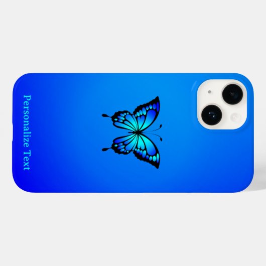 Coques Case-Mate iPhone Bleu minimal sur papillon bleu (Verso (horizontal))