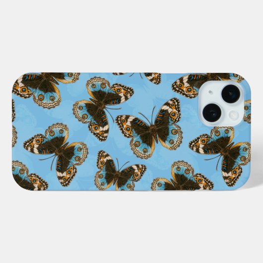 Coques Case-Mate iPhone Bleu motif papillon Pansy (Verso (horizontal))