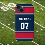 Coque Pour iPhone 15 Bleu nautique Bleu Rouge et Argent Sports Stripe<br><div class="desc">Super article pour le fan de la Nouvelle-Angleterre dans votre vie. Bleu nautique, Rouge et Silver de football jersey style stripe design. Les couleurs que nous avons choisies pour cette série de coques correspondent à vos couleurs d'équipe préférées, nous ne pouvons pas les mentionner ici. Un cadeau parfait pour les...</div>