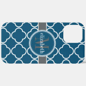 Coques Case-Mate iPhone Bleu nautique| Monogramme de fermeture du Quatrefo (Retour (horizontal))