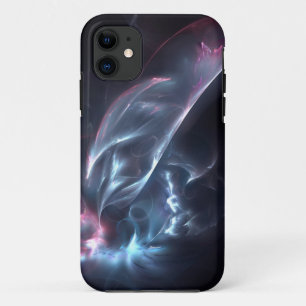 Coque iPhone 11 Bleu nébuleux Abstrait et violet
