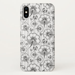 Case-Mate iPhone Case Bleu noir joli fleurs sans couture motif