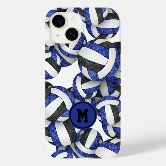 Coques Case-Mate iPhone Bleu noir monogrammed filles volleyball (Verso)