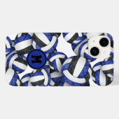 Coques Case-Mate iPhone Bleu noir monogrammed filles volleyball (Verso (horizontal))