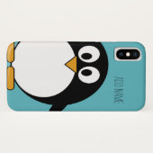 Coques Case-Mate iPhone Bleu nommé fait sur commande de pingouin mignon de (Dos (Horizontal))
