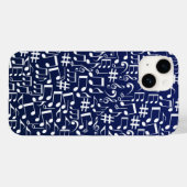 Coques Case-Mate iPhone Bleu Nuit Bleu de Cobalt Blanc Notes de Musique Da (Verso (horizontal))