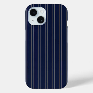 Coque Pour iPhone 15 Bleu Nuit Ivoire Or Rayures