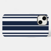 Coques Case-Mate iPhone Bleu Nuit Rayures Blanches Gras (Verso (horizontal))