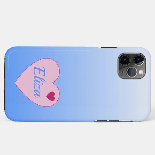 Coques Case-Mate iPhone Bleu Ombre et Coeur rose pastel (Dos (Horizontal))