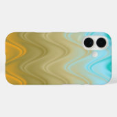 Coques Case-Mate iPhone Bleu Ondulé Vert Orange Abstrait (Verso (horizontal))