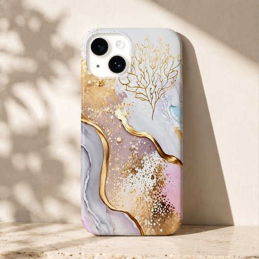 Coques Case-Mate iPhone Bleu or et marbre pourpre