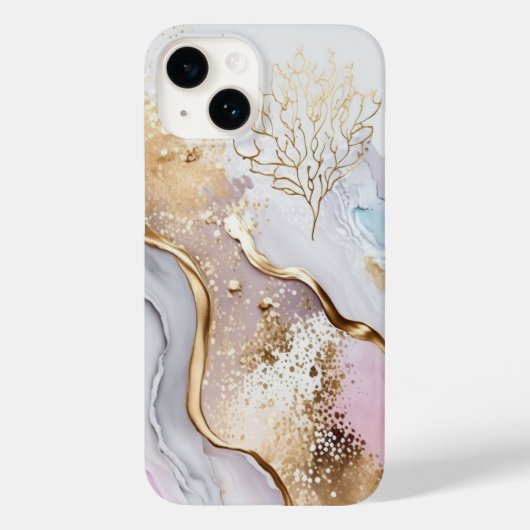 Coques Case-Mate iPhone Bleu or et marbre pourpre (Verso)