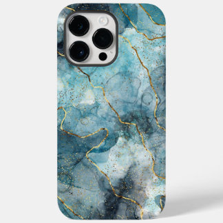 Coque Pour Pour iPhone 14 Pro Max Bleu Or Marbre illustré