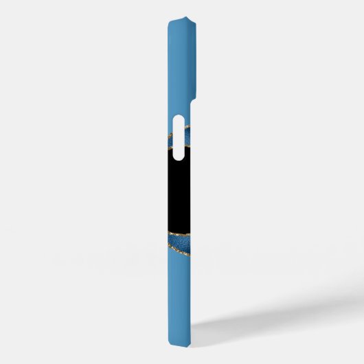 Coques Case-Mate iPhone Bleu or noir agate marbre nom script (Verso / Droite)