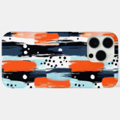 Coques Case-Mate iPhone Bleu orange brosses Motif Abstrait (Verso (horizontal))