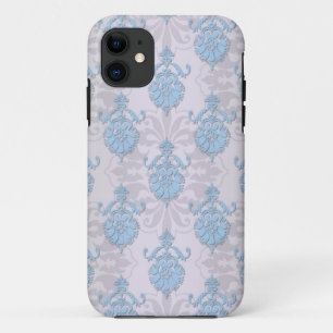 Case-Mate iPhone Case Bleu pâle et blanc argenté Damassé
