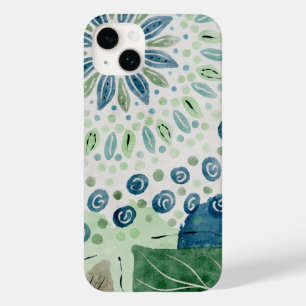 Coque Pour iPhone 14 Plus bleu paon vert motif floral