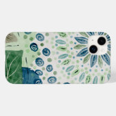 Coques Case-Mate iPhone bleu paon vert motif floral (Verso (horizontal))