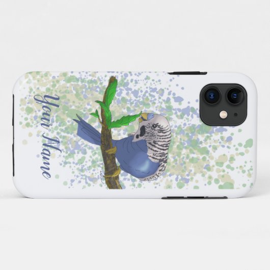 Coques Case-Mate iPhone Bleu Parakeet Snaking sur Feuille (Dos (Horizontal))