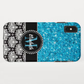 Coques Case-Mate iPhone Bleu Parties scintillant étincelante, Damas, Fille (Dos (Horizontal))
