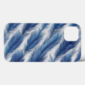 Coques Case-Mate iPhone Bleu Plumes Motif (Verso (horizontal))