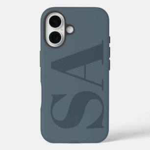 Coques iPhone 16 Bleu Poussiéreux Rustique Aquarelle Minimaliste Co