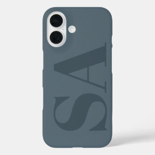 Coques iPhone 16 Bleu Poussiéreux Rustique Aquarelle Minimaliste Co
