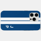 Coques Case-Mate iPhone Bleu Racing Stripes Minimal Initiales Monogramme (Verso (horizontal))
