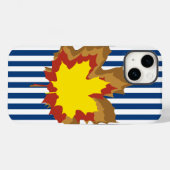Coques Case-Mate iPhone Bleu rayures automnales avec Feuilles (Verso (horizontal))