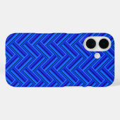 Coques Case-Mate iPhone Bleu rayures double motif (Verso (horizontal))